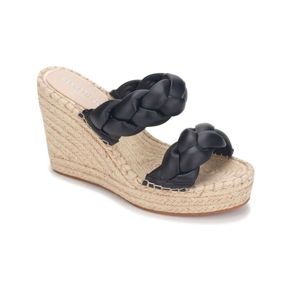 KENNETH COLE NEW YORK Womens Black 1-1/2" Platform Wedge Shoes 8 M